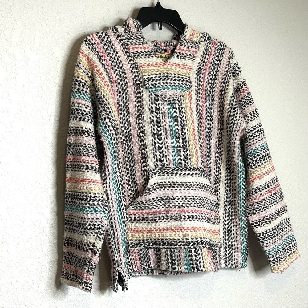 Women BAJA JOE Small Knit Hoodie Pullover Multicolor Sweater - Picture 3 of 13